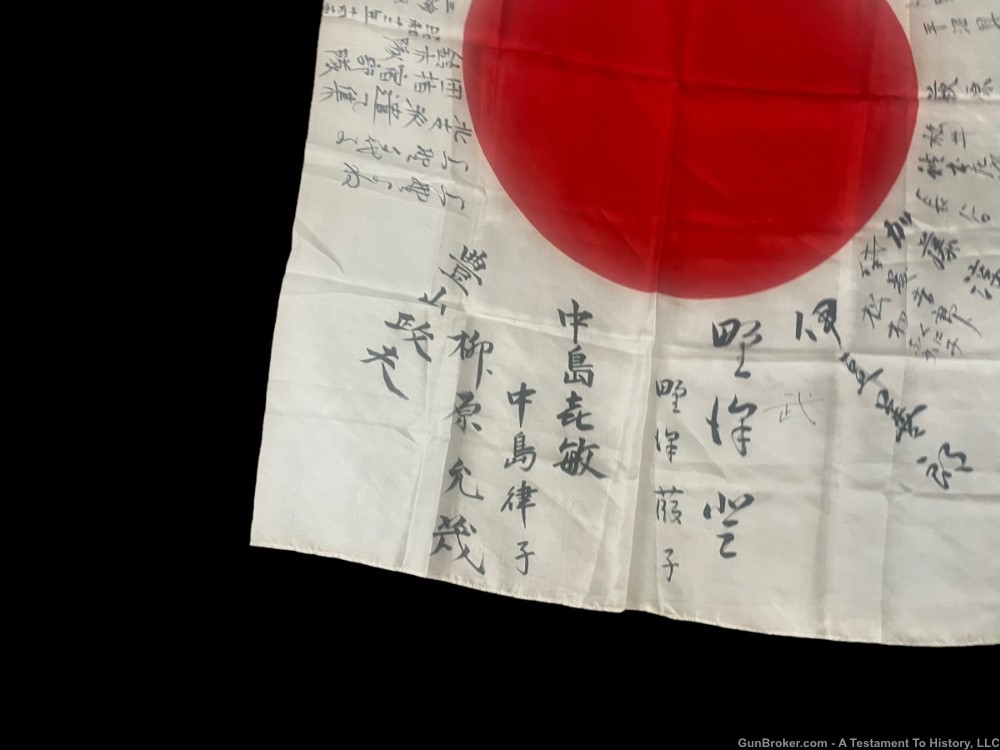 WWII JAPANESE- SIGNED BANZAI FLAG- HINOMARU YOSEGAKI- WW2 BRING BACK-img-3