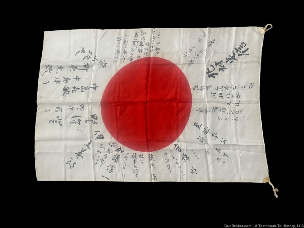 WWII JAPANESE- SIGNED BANZAI FLAG- HINOMARU YOSEGAKI- WW2 BRING BACK-img-0