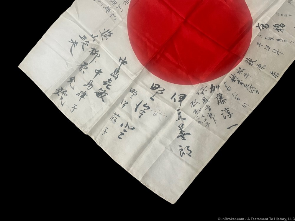 WWII JAPANESE- SIGNED BANZAI FLAG- HINOMARU YOSEGAKI- WW2 BRING BACK-img-2