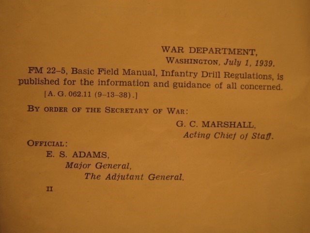 Original US War Department Soldier Basic Field Book Infantry Drill 1939 -img-3