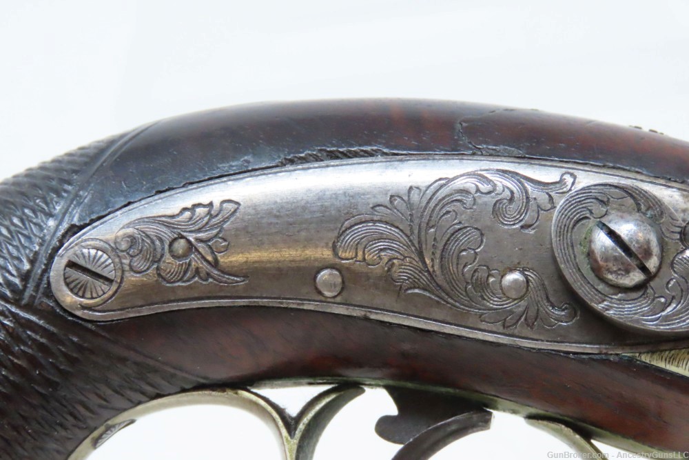ENGRAVED Antique ADAM FREDERICK LINS .48 Percussion DERINGER Style Pistol  -img-5