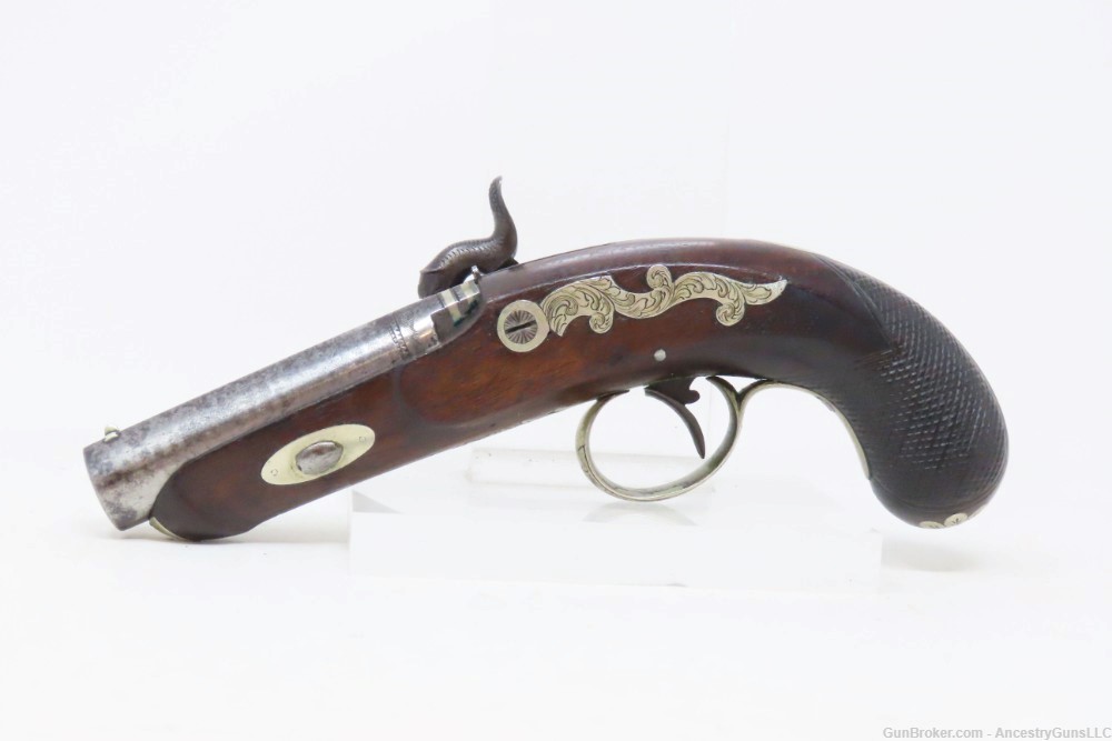 ENGRAVED Antique ADAM FREDERICK LINS .48 Percussion DERINGER Style Pistol  -img-14