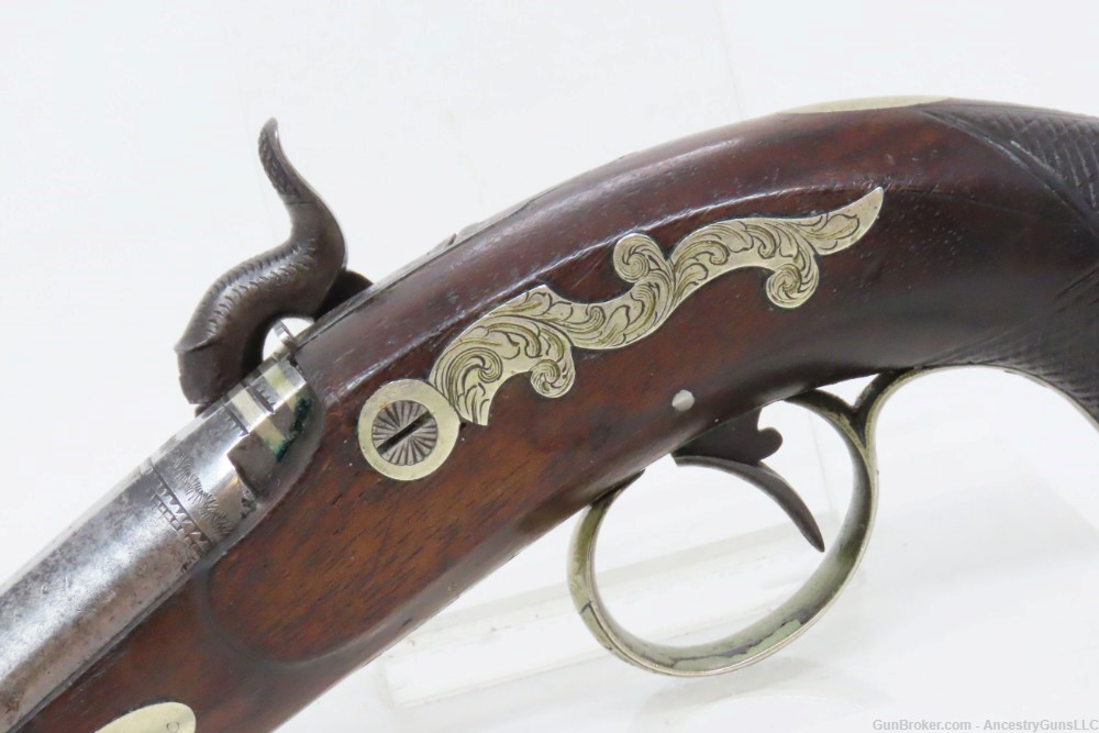 ENGRAVED Antique ADAM FREDERICK LINS .48 Percussion DERINGER Style Pistol  -img-16