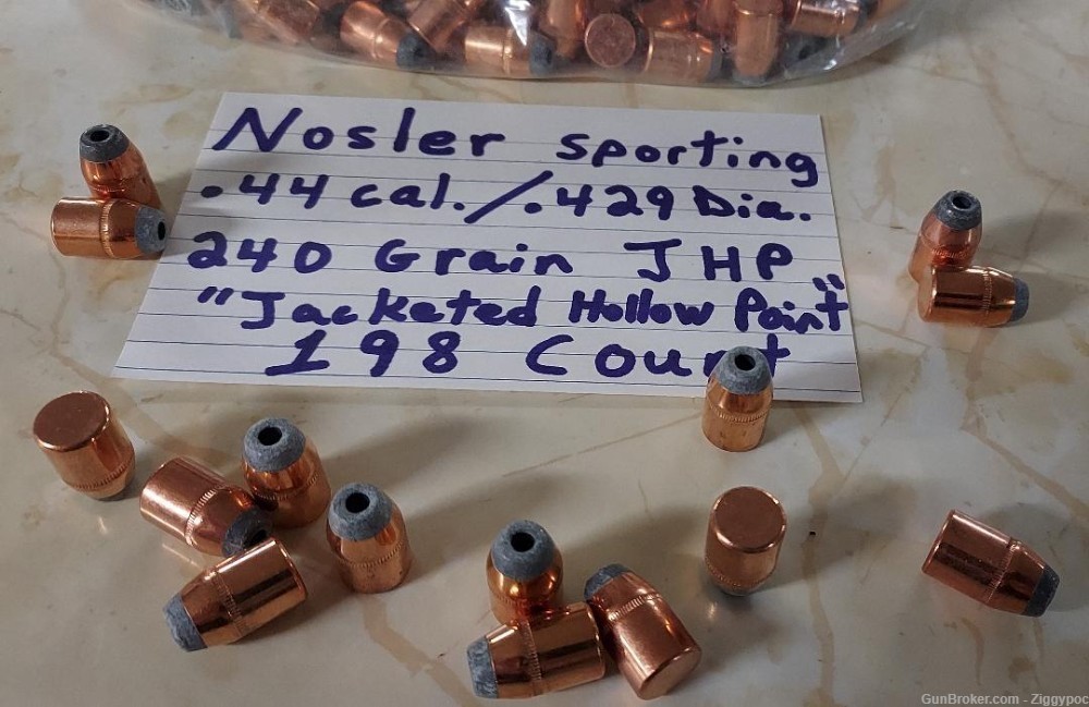 Nosler Sporting .44 Cal/.429 Dia. 240 Gr JHP Bullets-198 Count-img-2