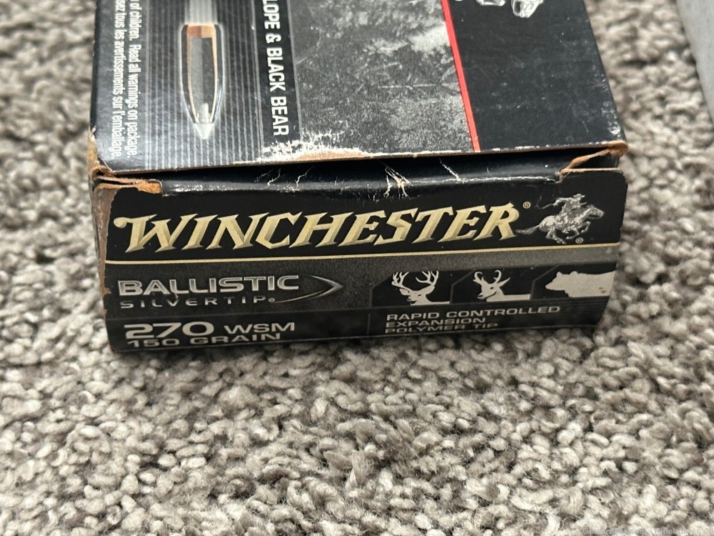 Winchester ballistic silver tip 270 wsm ammo 25 new rounds 150 grain-img-1