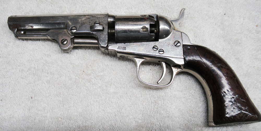 Colt 1849, (1862) Nickel, E Brady,  Very Good Functions Well-img-1