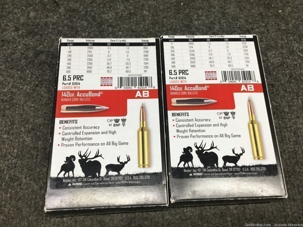 Nosler Trophy Grade 6.5PRC Two Boxes 40 Rounds 140 GR 6.5 PRC-img-1