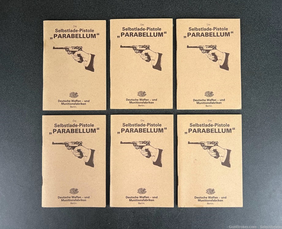x6 Luger P08 Pistol Parabellum German Language 1st Factory Manuals NOS-img-0