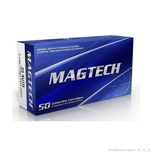 100 Rounds Magtech .25 Auto ACP Ammo 25 50 grain FMJ-img-0