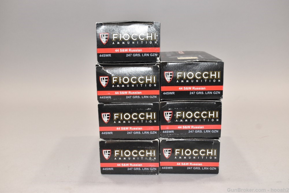 7 Boxes 350 Rds Fiocchi 44 S&W Russian 247 G LRN Ammunition-img-4