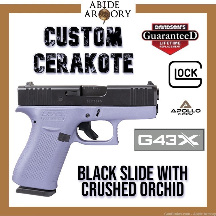 Glock 43x 9mm Apollo Custom DAV Exclusive Crushed Orchid ACG-00861 Penny-img-0