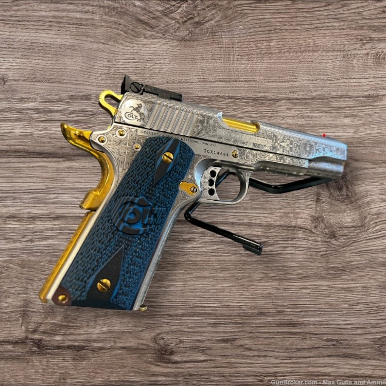 Colt 1911 Gold Cup fully engraved with Aztec design 24k gold plated  NR-img-6