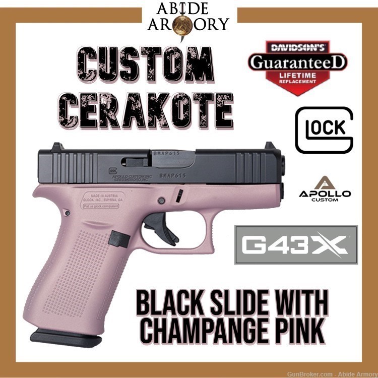 Glock 43x 9mm Apollo Custom DAV Exclusive Champange Pink ACG-00870 Penny-img-0