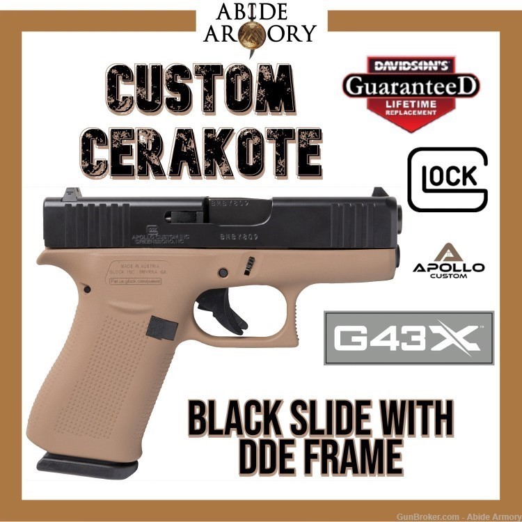 Glock 43x 9mm Apollo Custom Davidsons Dark Earth (DDE) New ACG-00864-img-0