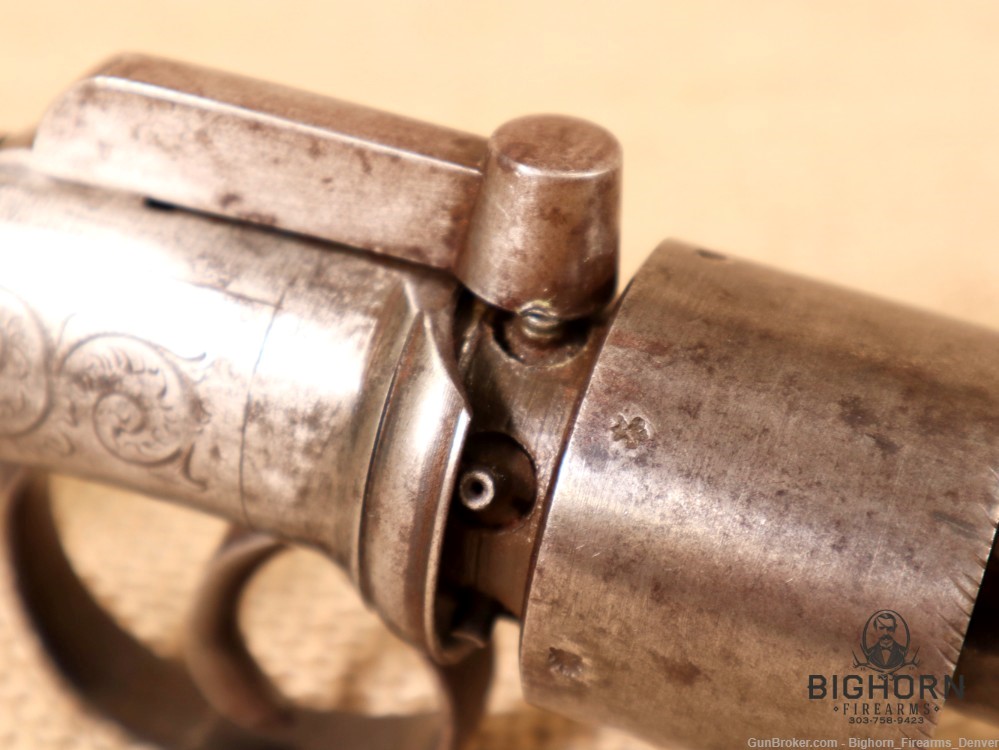 1800's Antique British Transitional 6-Shot Revolver 5.5" .36 Cal.-img-15