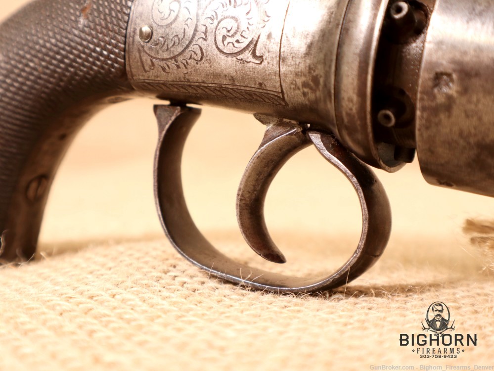 1800's Antique British Transitional 6-Shot Revolver 5.5" .36 Cal.-img-17