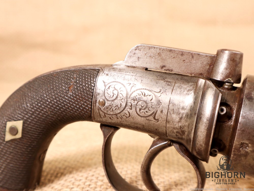 1800's Antique British Transitional 6-Shot Revolver 5.5" .36 Cal.-img-16