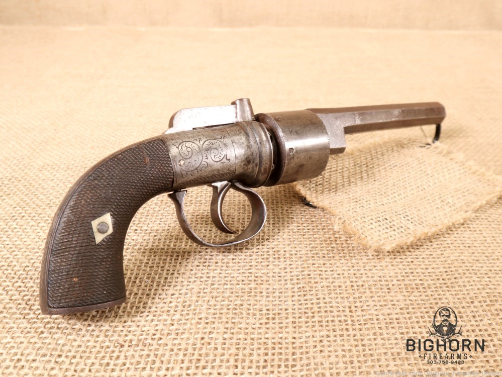 1800's Antique British Transitional 6-Shot Revolver 5.5" .36 Cal.-img-2