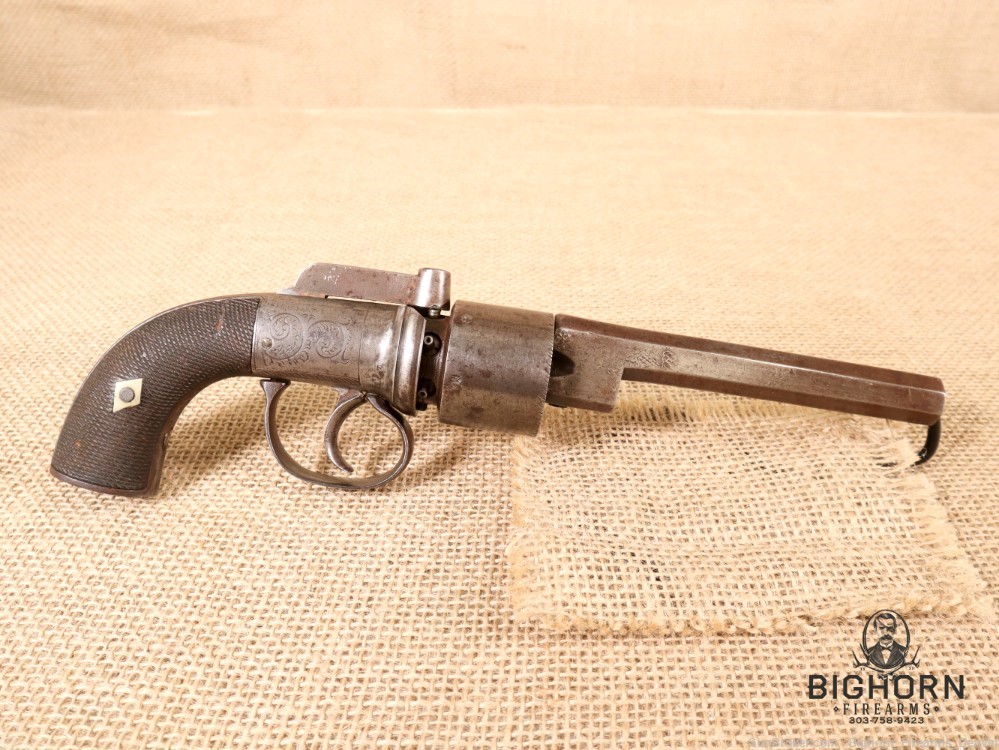 1800's Antique British Transitional 6-Shot Revolver 5.5" .36 Cal.-img-1
