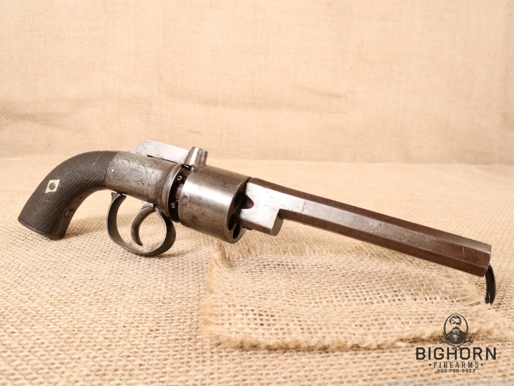 1800's Antique British Transitional 6-Shot Revolver 5.5" .36 Cal.-img-0