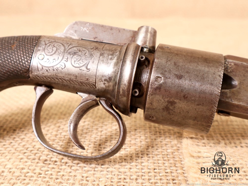 1800's Antique British Transitional 6-Shot Revolver 5.5" .36 Cal.-img-4