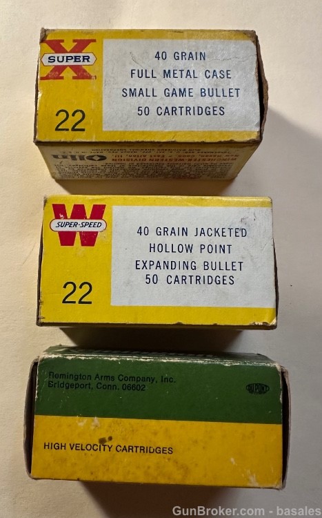 Lot of 3 Vintage 22 Magnum Ammunition Winchester, Western, Remington-img-1