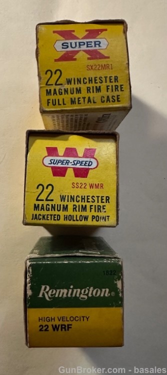 Lot of 3 Vintage 22 Magnum Ammunition Winchester, Western, Remington-img-2