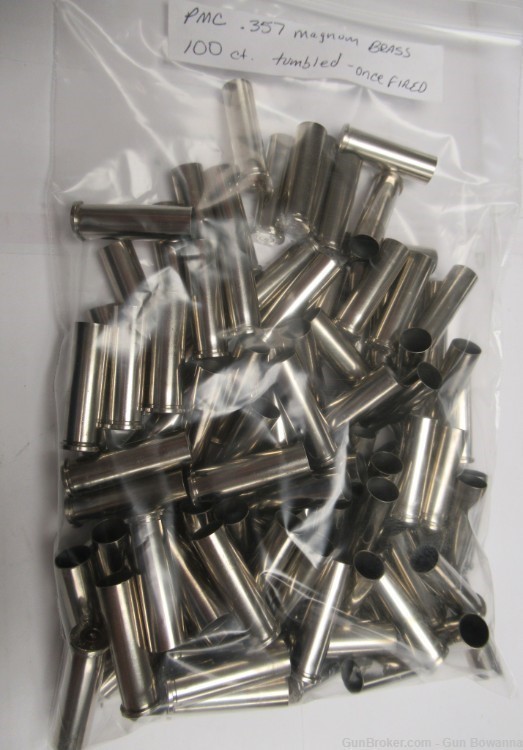 PMC 357 Magnum Once-Fired Nickle Plated Brass 100pcs-img-0