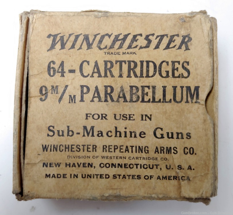 Winchester 9mm Sub MachineGun Vintage ammo 1941 Lot 46 Denmark WWII-img-0