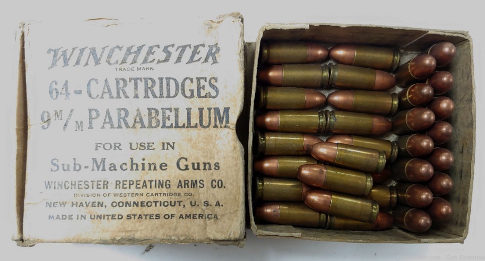 Winchester 9mm Sub MachineGun Vintage ammo 1941 Lot 46 Denmark WWII-img-2