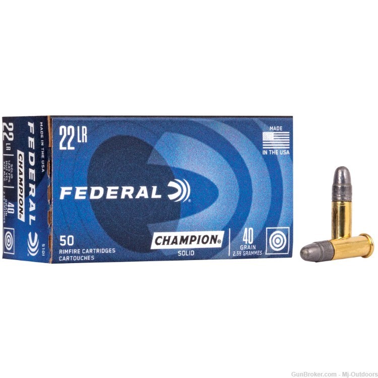 Federal Champion Target .22 LR 40 gr SLD Rimfire Ammunition 500rds-img-1