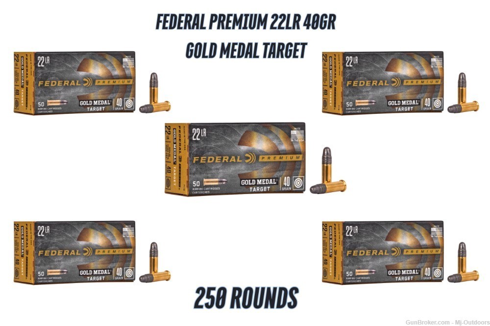 Federal Premium Gold Medal Rimfire Ammunition .22 LR 40 gr SLD 1080 fps -img-0
