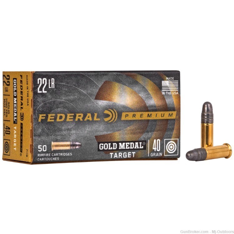 Federal Premium Gold Medal Rimfire Ammunition .22 LR 40 gr SLD 1080 fps -img-1