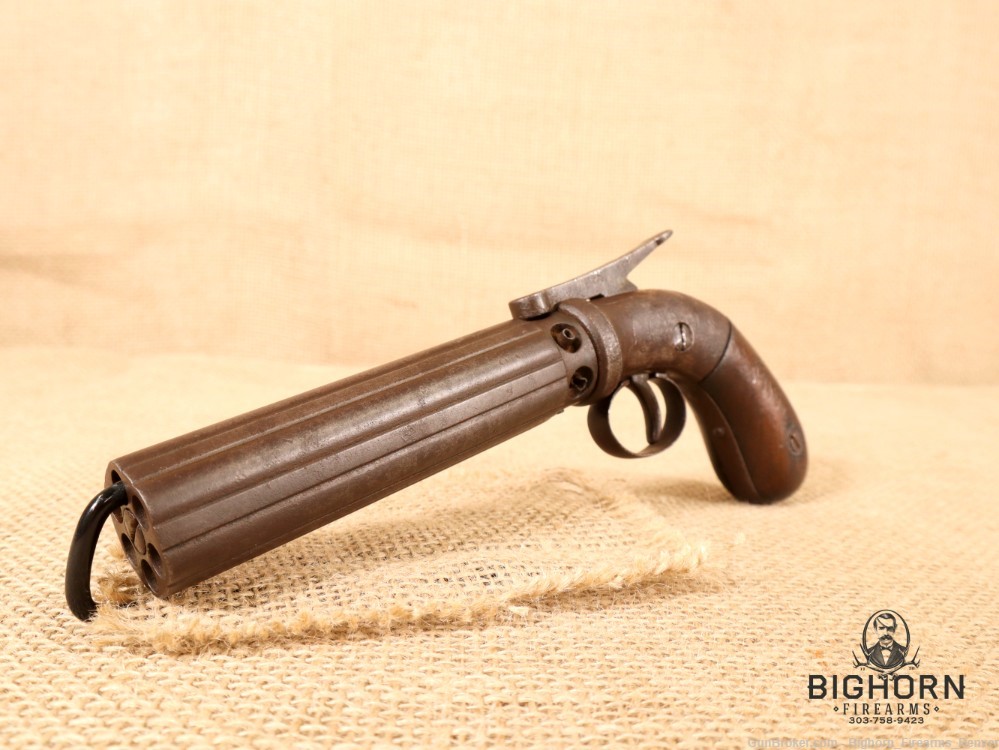 1800's Stocking and Co., Worchester, Single Action 6rd. Pepper Box Revolver-img-2