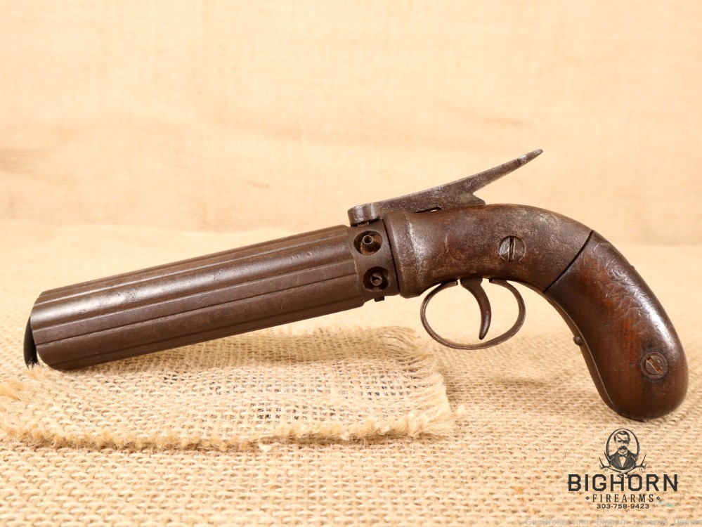 1800's Stocking and Co., Worchester, Single Action 6rd. Pepper Box Revolver-img-1