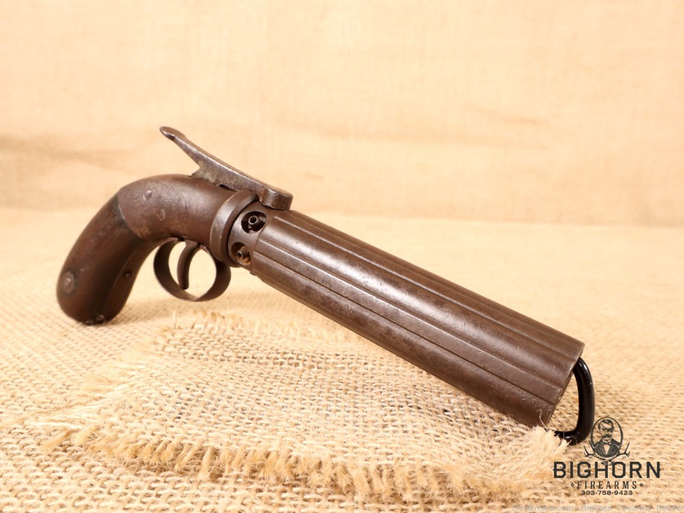 1800's Stocking and Co., Worchester, Single Action 6rd. Pepper Box Revolver-img-8