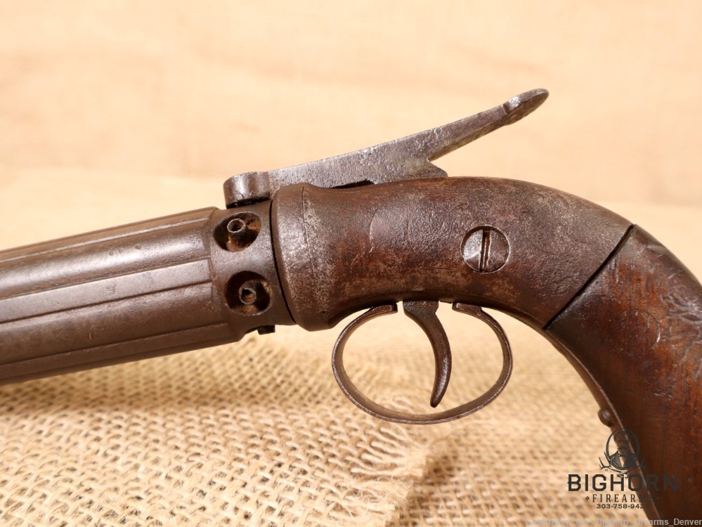 1800's Stocking and Co., Worchester, Single Action 6rd. Pepper Box Revolver-img-4