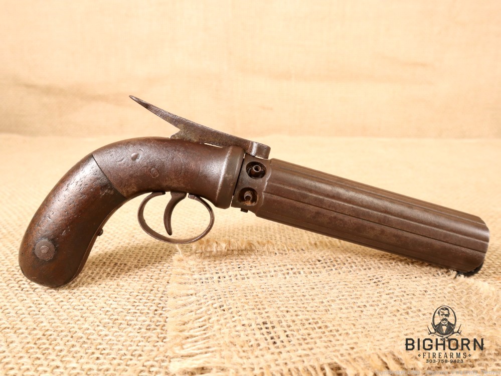 1800's Stocking and Co., Worchester, Single Action 6rd. Pepper Box Revolver-img-7