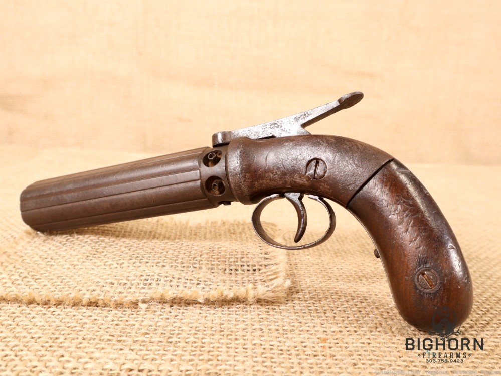 1800's Stocking and Co., Worchester, Single Action 6rd. Pepper Box Revolver-img-0