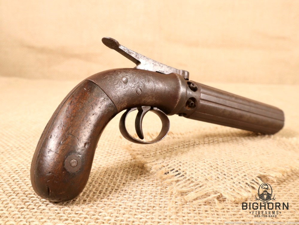 1800's Stocking and Co., Worchester, Single Action 6rd. Pepper Box Revolver-img-6