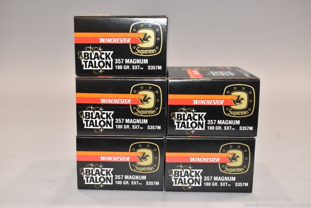 5 Boxes 100 Rds Winchester Black Talon 357 Magnum Mag 180 G SXT S357M-img-3