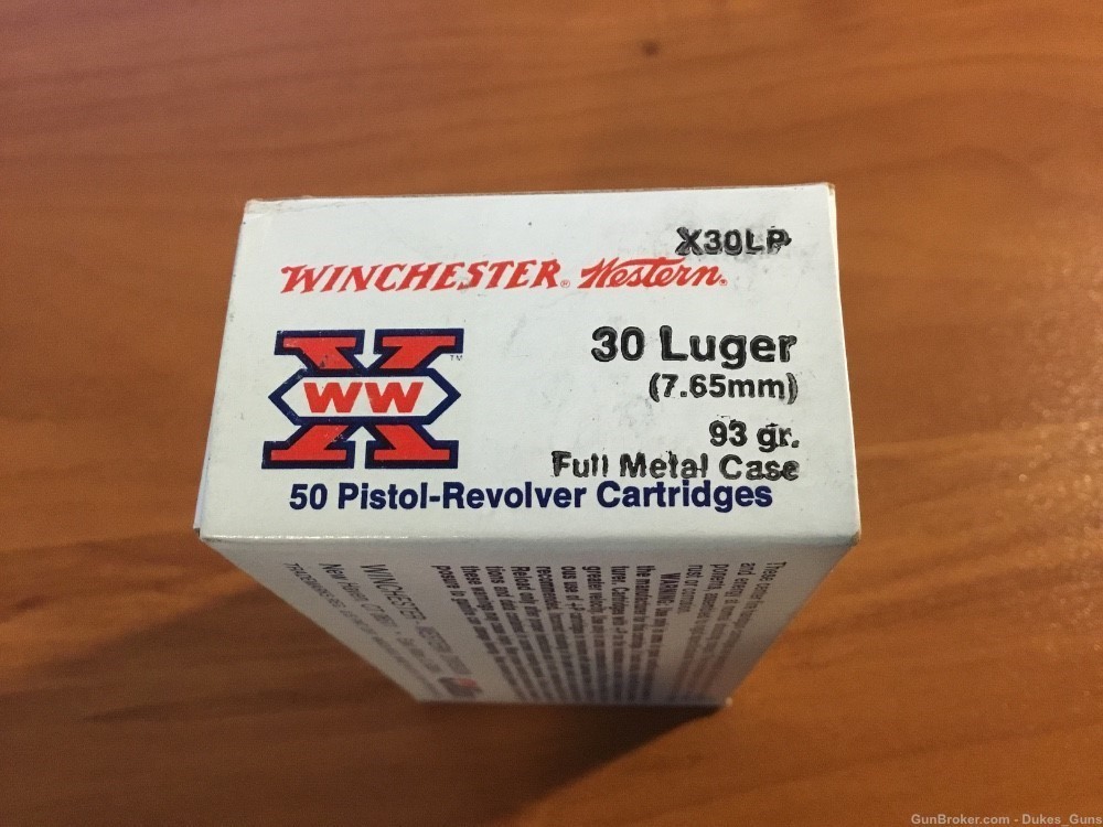 Winchester 30 Luger cartridges. 93 gr. F.M.C.-img-1