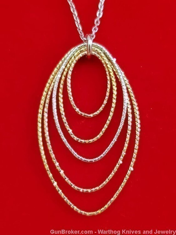 925 Sterling Silver Rhodium Plated & 14K Gold Overlay Necklace.S32*REDUCED*-img-0