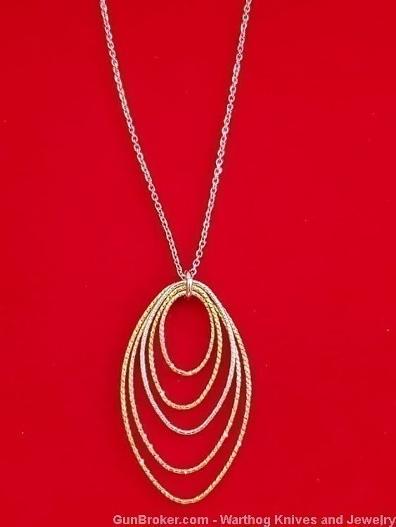 925 Sterling Silver Rhodium Plated & 14K Gold Overlay Necklace.S32*REDUCED*-img-1