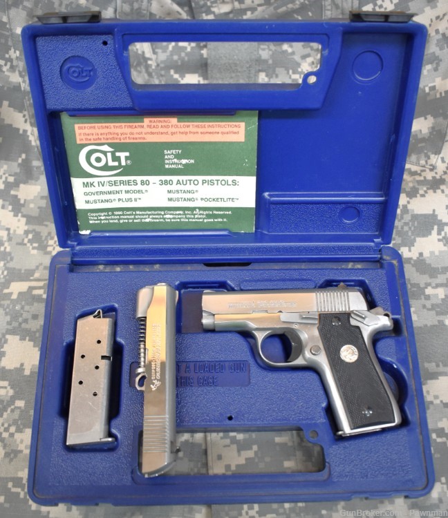  Colt Government Model 380 in 380 ACP with spare Mustang slide assy 1989-img-12