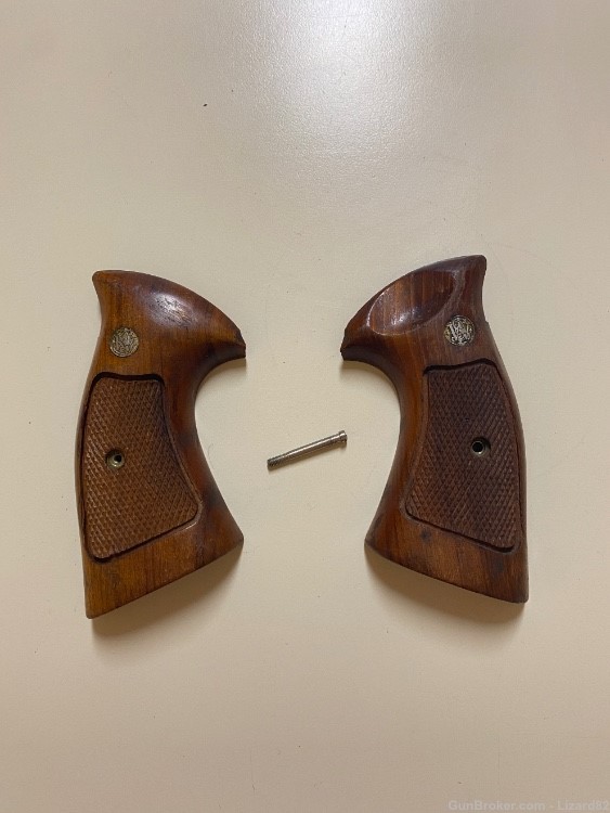 Smith & Wesson K Frame Revolver Wood Grips w/screw-img-0