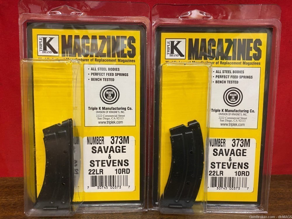 2 Savage & Stevens .22LR 10rd Magazines Mags Clips 373M-img-0