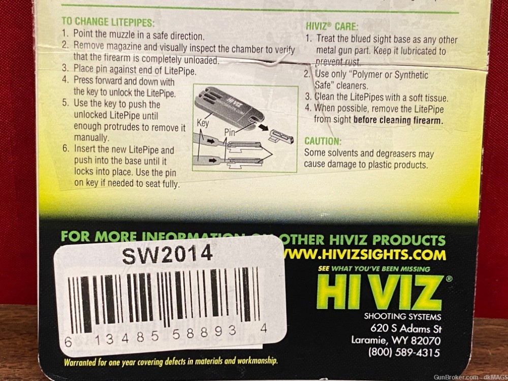 HIVIZ Front Sight S&W M&P Fiber Optic 3 Interchangeable Lite Pipes SW2014-img-7