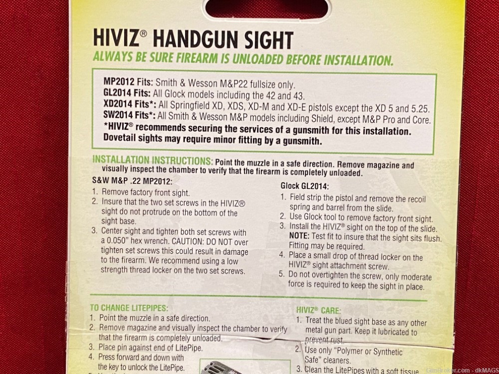 HIVIZ Front Sight S&W M&P Fiber Optic 3 Interchangeable Lite Pipes SW2014-img-6
