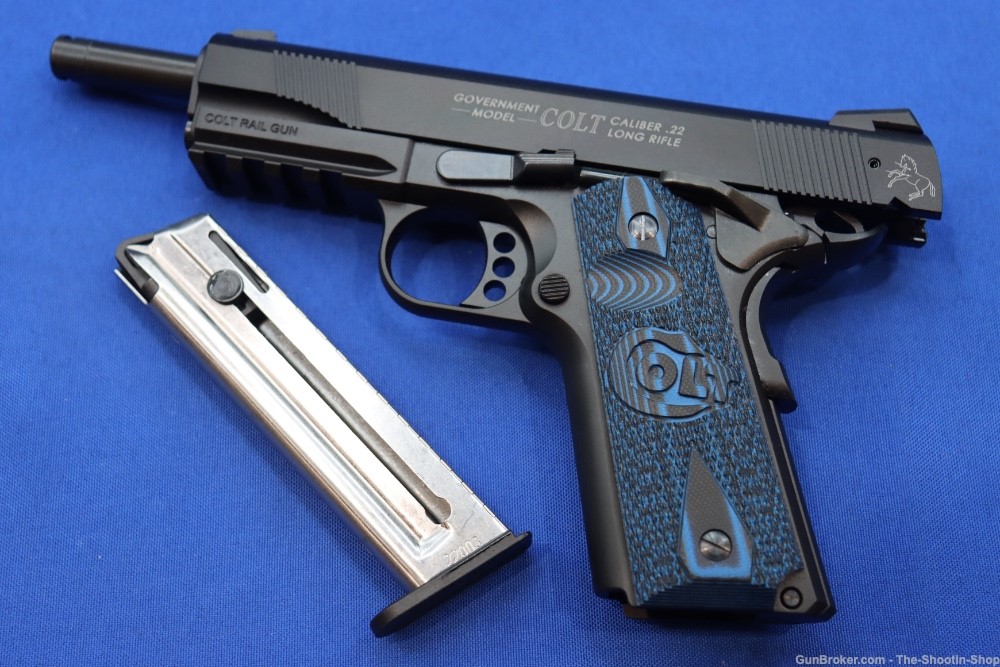 Colt Model 1911 Rail Gun Pistol 22LR 12RD Semi Auto Germany G10 BLUE BLACK-img-17